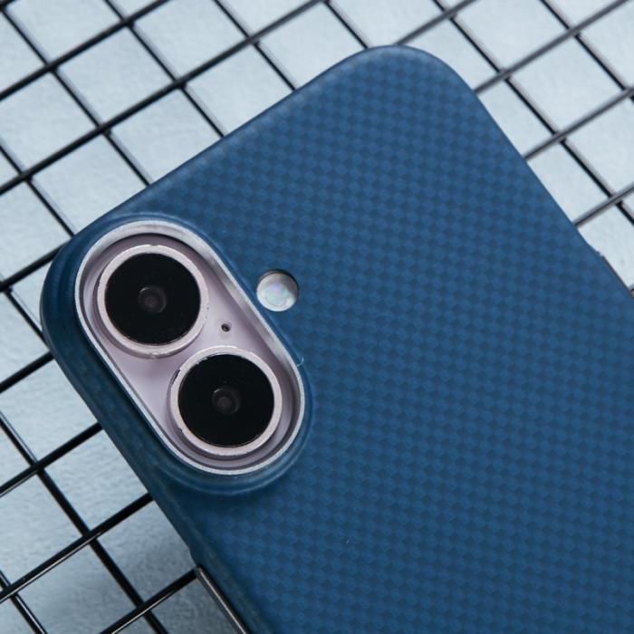 X-Level - X-LEVEL iPhone 16 Skal MagSafe Kolfiber + Metallram Blå