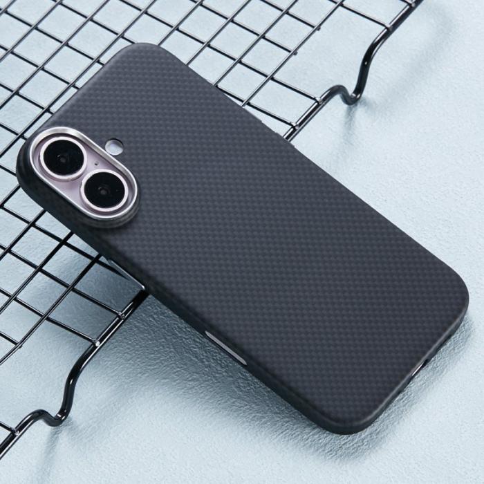 X-Level - X-LEVEL iPhone 16 Skal MagSafe Kolfiber + Metallram Svart