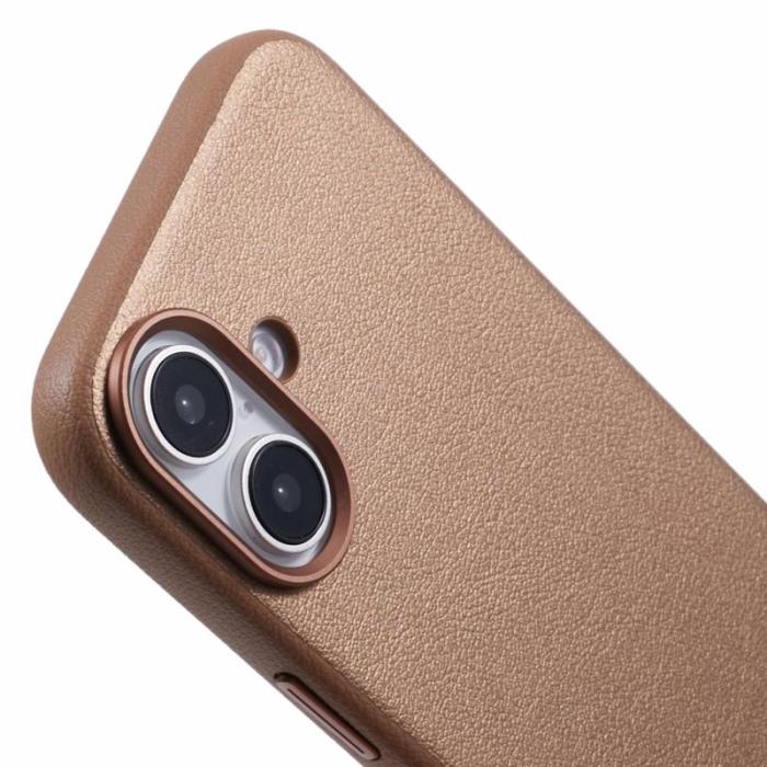 X-Level - X-LEVEL iPhone 16 Skal PU Läder Hård PC Stöttålig Titanium Guld