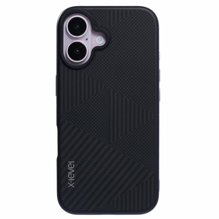 X-Level - X-LEVEL iPhone 16 Skal Rhombus Splicing Hård PC Svart