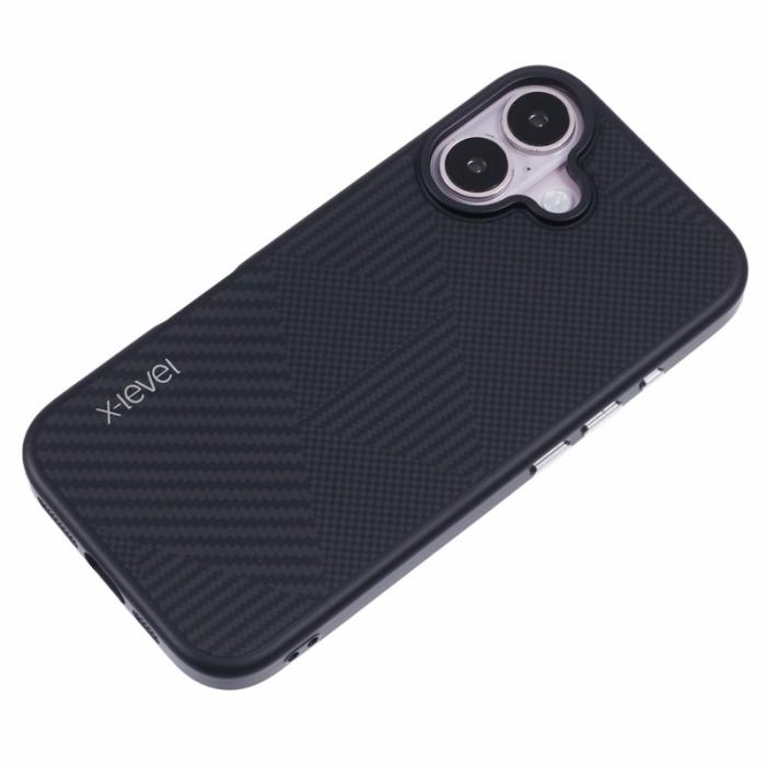 X-Level - X-LEVEL iPhone 16 Skal Rhombus Splicing Hård PC Svart