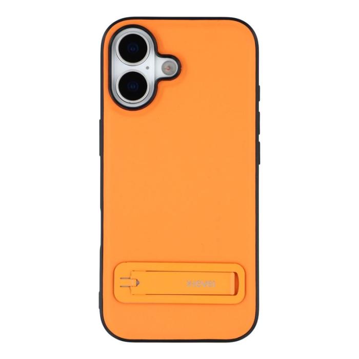 X-Level - X-LEVEL iPhone 17 Skal Läderbelagt PC TPU Med Ställ - Orange