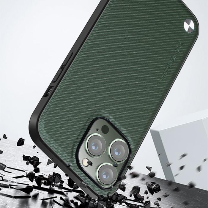 X-Level - X-LEVEL Kevlar II Skal för iPhone 15 Pro Grön Carbon Fiber