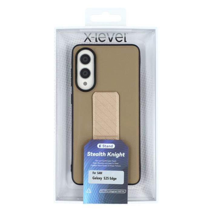 X-Level - X-LEVEL Samsung Galaxy S25 Edge Skal med Kickstand - Guld
