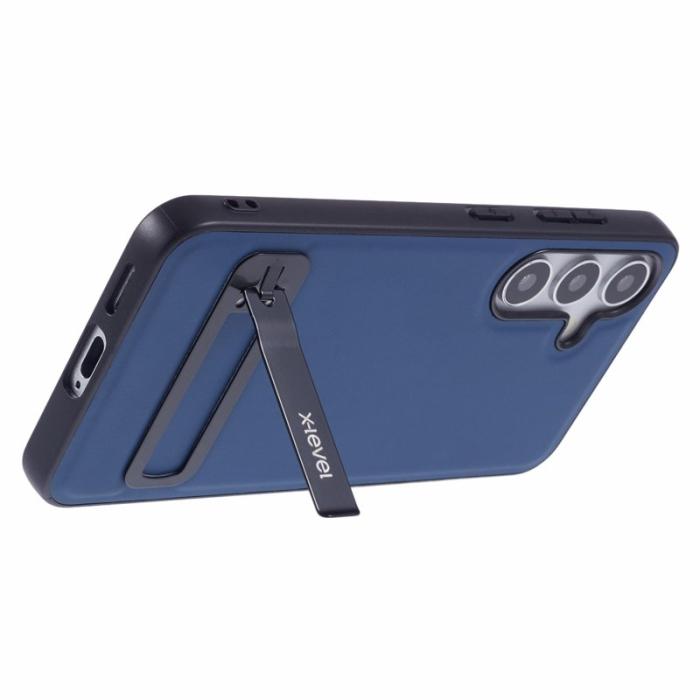 X-Level - X-LEVEL Samsung Galaxy S25+ Skal Läderbelagt TPU Blå