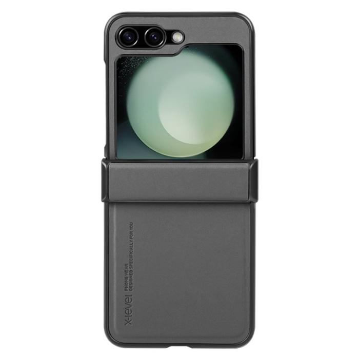 X-Level - X-LEVEL Samsung Galaxy Z Flip5 Fodral PU Läder Grå