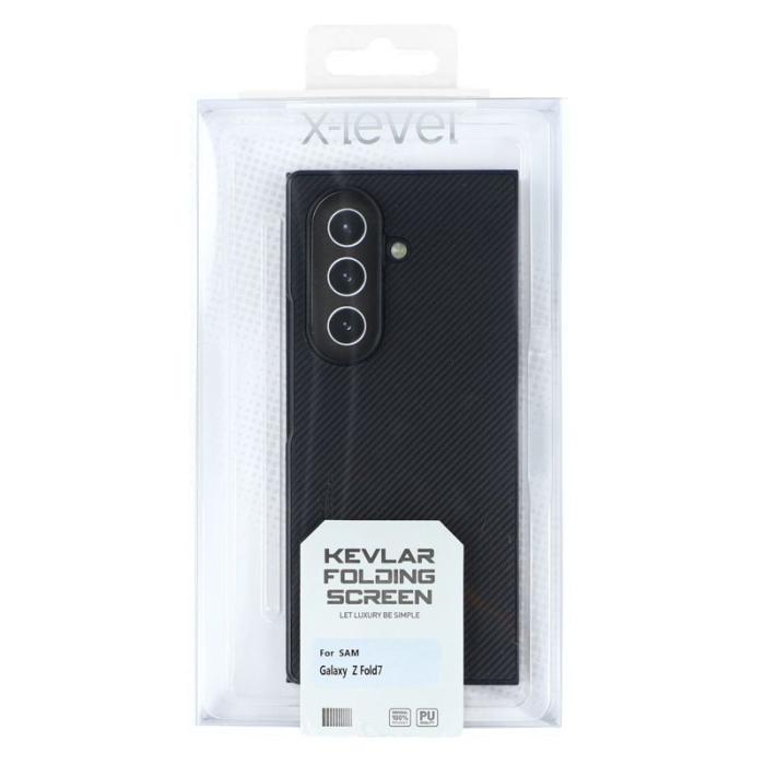 X-Level - X-LEVEL Samsung Galaxy Z Fold7 Fodral Kolfiber PU Läder Svart