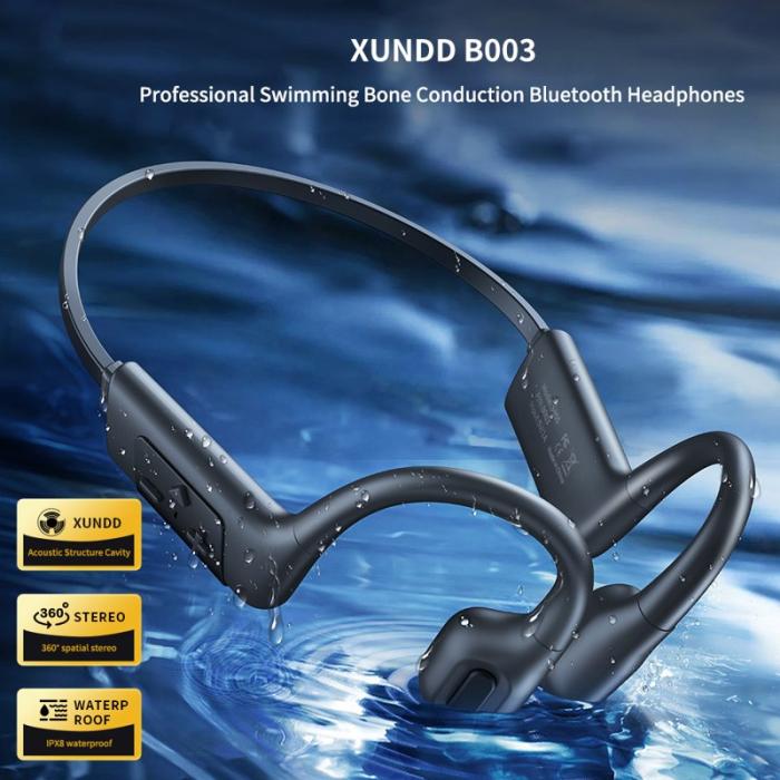 XUNDD - XUNDD B003 Bone Conduction Headset Fodral Svart IPX8 Waterproof