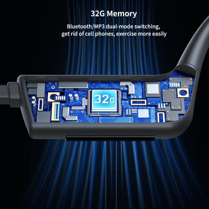 XUNDD - XUNDD B003 Bone Conduction Headset Fodral Svart IPX8 Waterproof