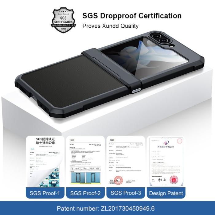 XUNDD - XUNDD Galaxy Z Flip5 Skal i Akryl+TPU med Glas - Svart
