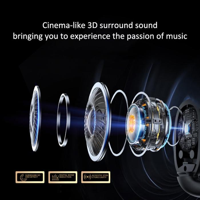 XUNDD - XUNDD W001 TWS Trådlösa Hörlurar HiFi Ljud Svart