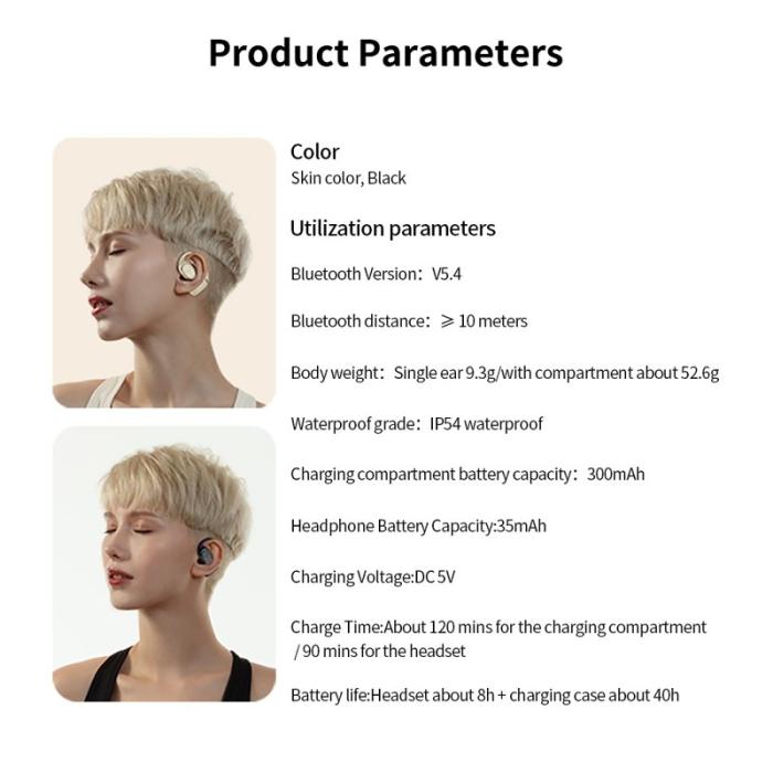 XUNDD - XUNDD W004 Öronhörlurar Bluetooth Öppen Design Beige