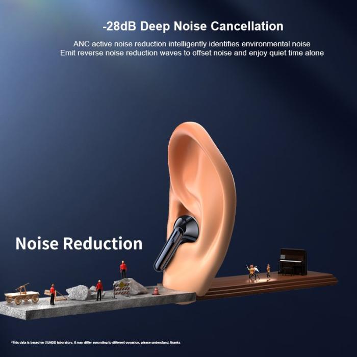 XUNDD - XUNDD X28 TWS Bluetooth Hörlurar ANC Noise Cancelling Svart