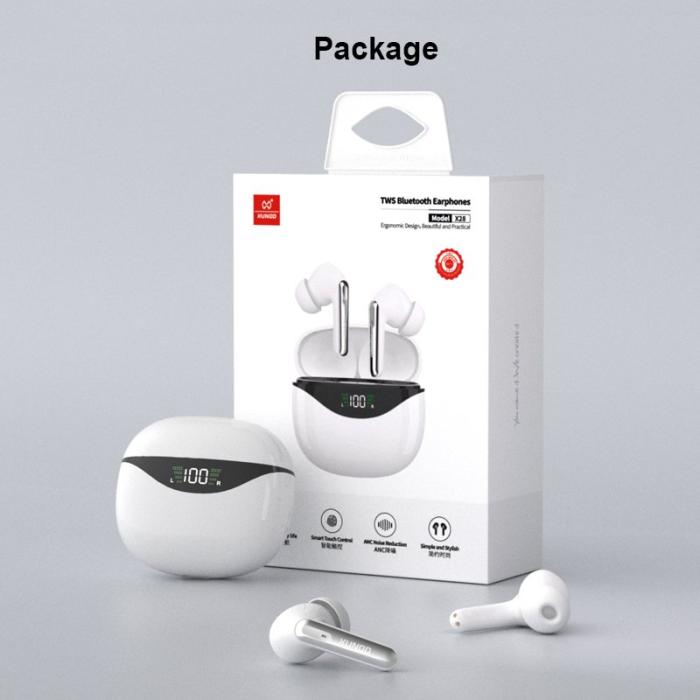 XUNDD - XUNDD X28 TWS Bluetooth Hörlurar ANC Stöd Vit