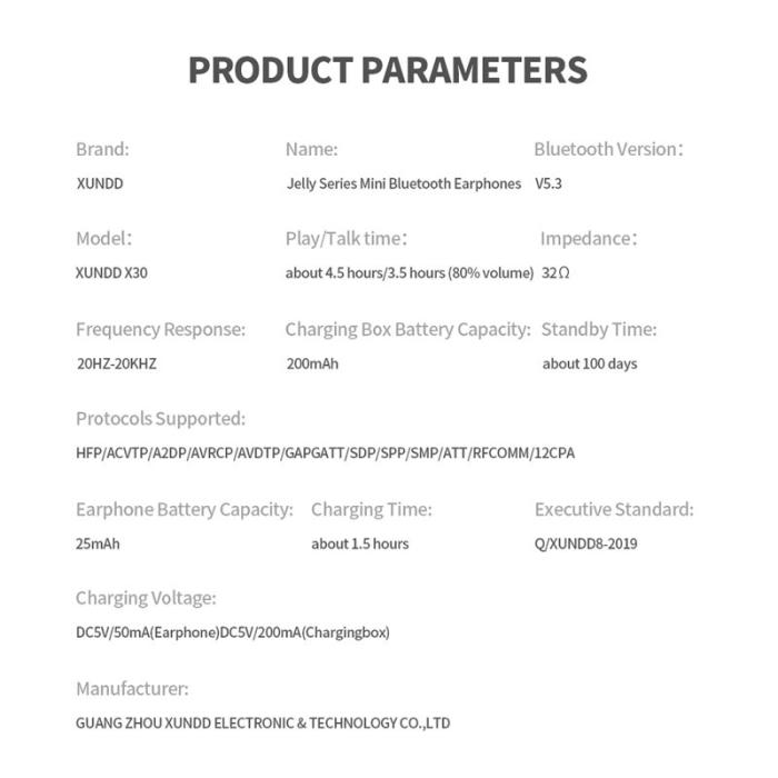 XUNDD - XUNDD X30 MINI Trådlösa Hörlurar HiFi Stereo Orange