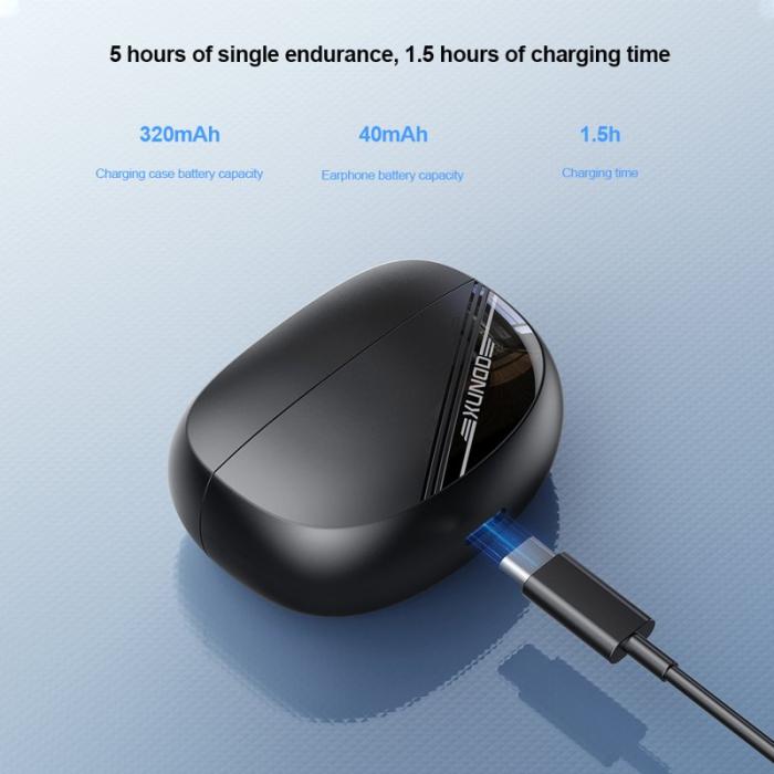 XUNDD - XUNDD X47 Trådlösa Hörlurar ANC ENC Brusreducering Svart