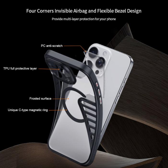 XUNDD - XUNDD XDD-0007 iPhone 16 Pro Skal MagSafe TPU+PC Matt Svart