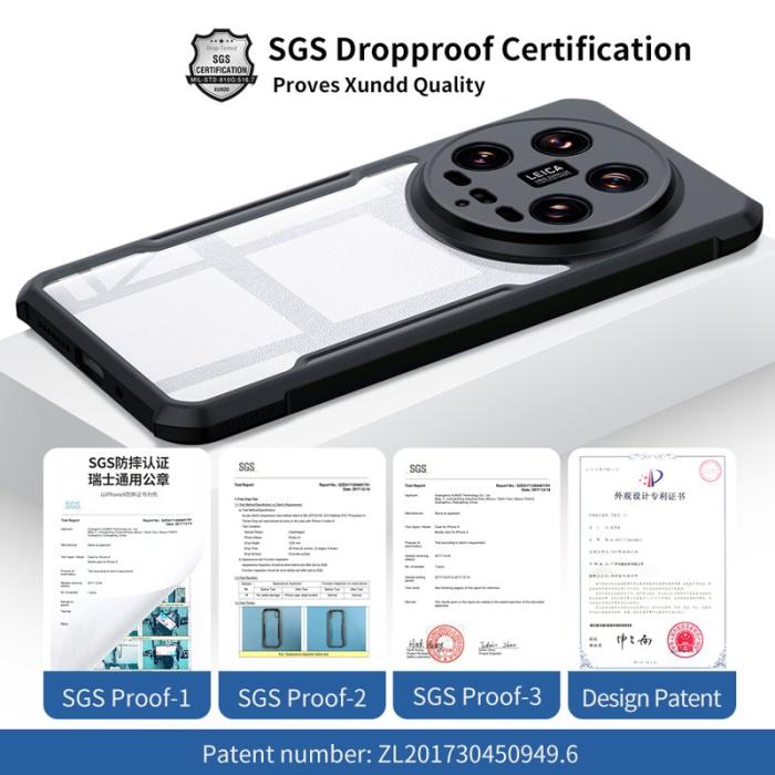 XUNDD - XUNDD Xiaomi 14 Ultra Skal TPU+Acrylic Drop Skydd Svart