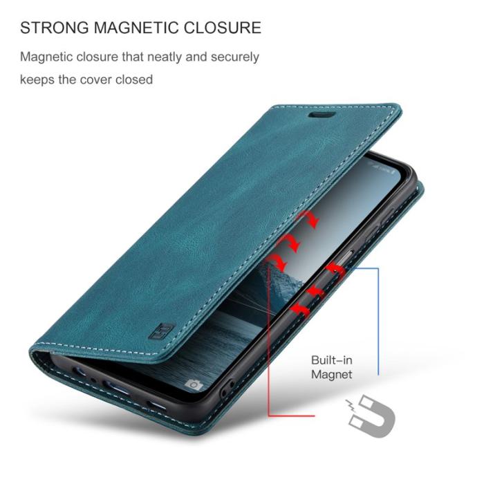 AUTSPACE - AUTSPACE A01 Flip Leather Fodral för Samsung Galaxy A14 - Blå