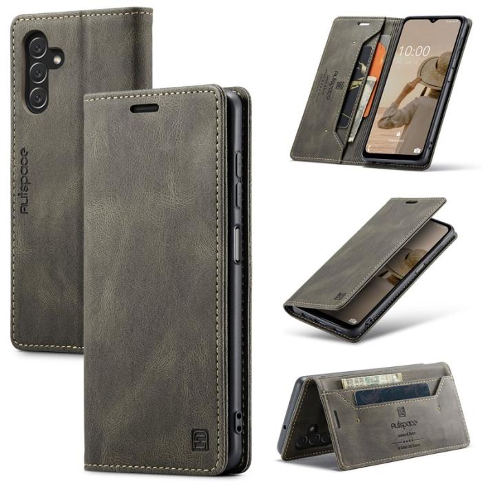 AUTSPACE - AUTSPACE A01 Flip Leather Fodral för Samsung Galaxy A14 - Kaffe