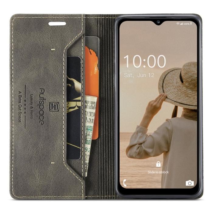 AUTSPACE - AUTSPACE A01 Flip Leather Fodral för Samsung Galaxy A14 - Kaffe