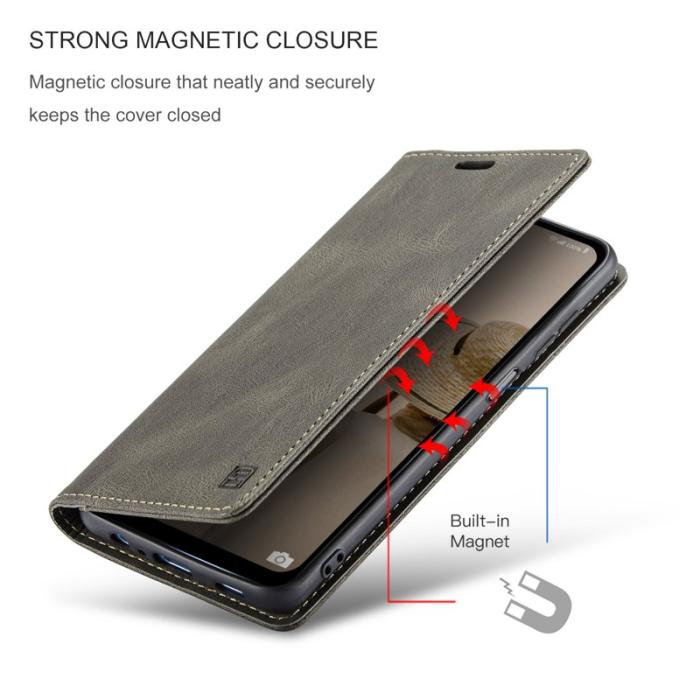 AUTSPACE - AUTSPACE A01 Flip Leather Fodral för Samsung Galaxy A14 - Kaffe