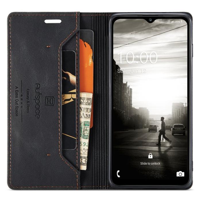 AUTSPACE - AUTSPACE A01 Flip Leather Fodral för Samsung Galaxy A14 - Svart