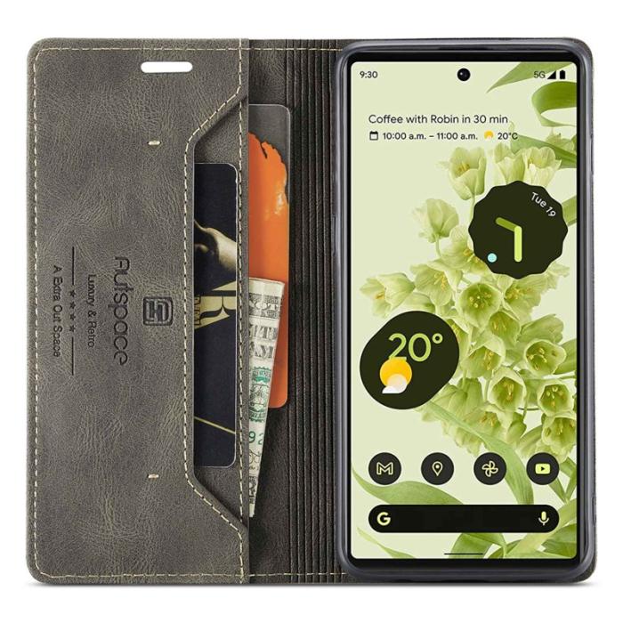 AUTSPACE - AUTSPACE A01 för Google Pixel 6 Fodral PU Läder - Kaffe