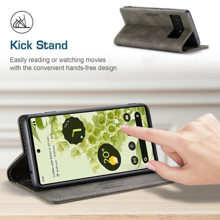 AUTSPACE - AUTSPACE A01 för Google Pixel 6 Fodral PU Läder - Kaffe