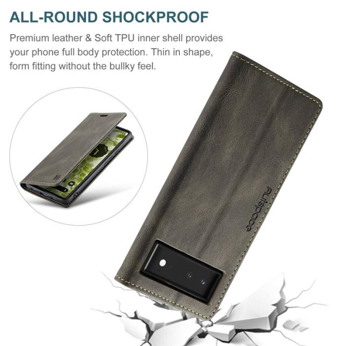 AUTSPACE - AUTSPACE A01 för Google Pixel 6 Fodral PU Läder - Kaffe