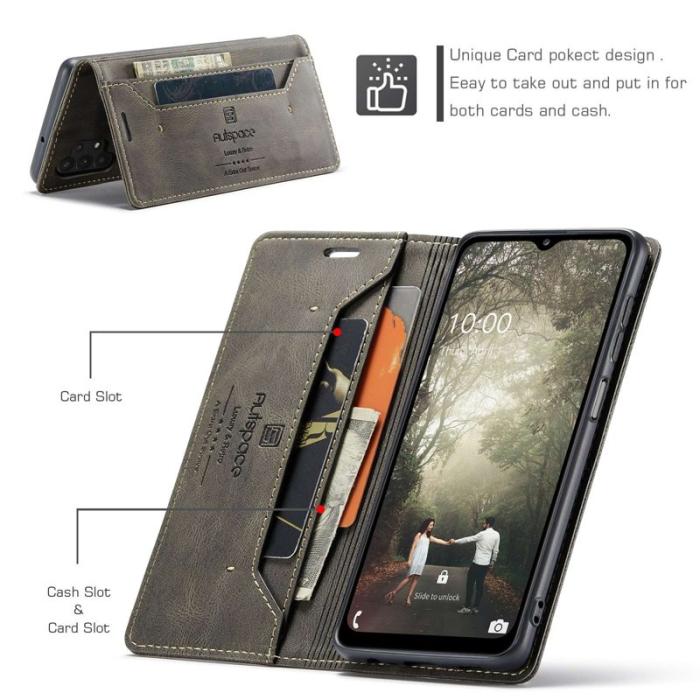AUTSPACE - AUTSPACE A01 för Samsung Galaxy A32 5G Fodral PU Läder - Kaffe