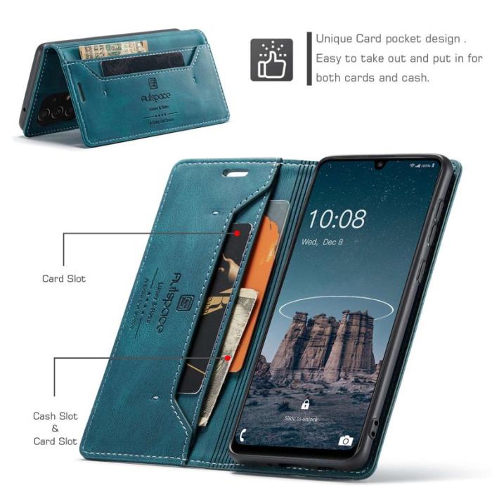 AUTSPACE - AUTSPACE A01 för Samsung Galaxy A33 5G Fodral PU Läder - Blå