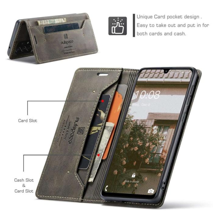 AUTSPACE - AUTSPACE A01 för Samsung Galaxy A33 5G Fodral PU Läder - Kaffe