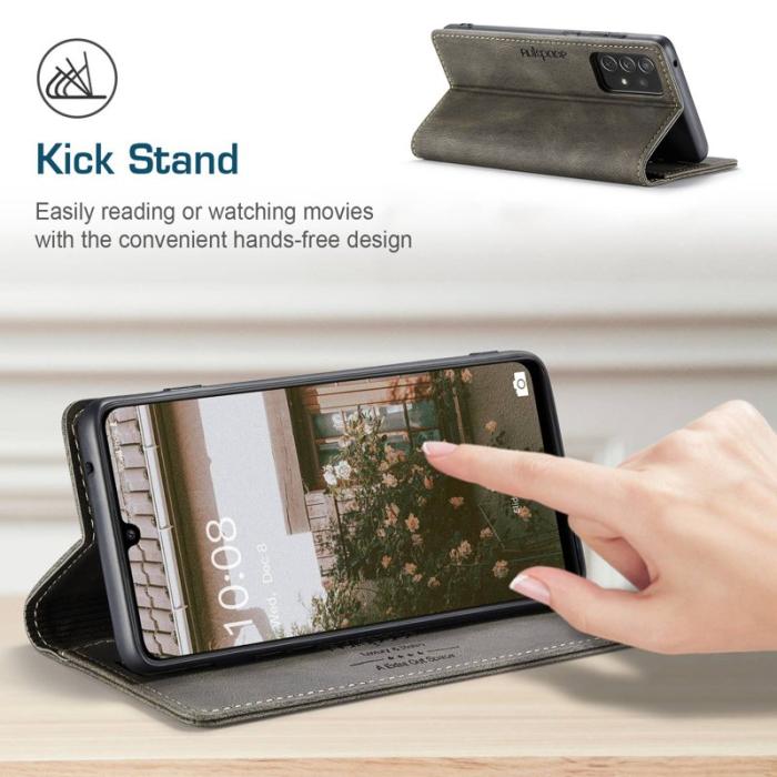 AUTSPACE - AUTSPACE A01 för Samsung Galaxy A33 5G Fodral PU Läder - Kaffe