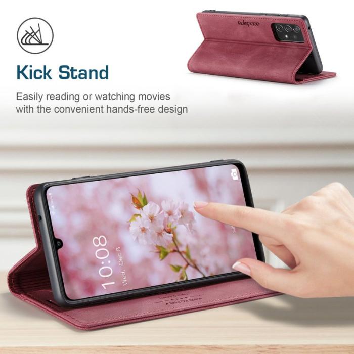 AUTSPACE - AUTSPACE A01 för Samsung Galaxy A33 5G Fodral PU Läder - Röd