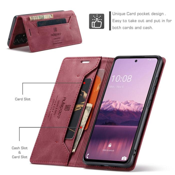 AUTSPACE - AUTSPACE A01 för Samsung Galaxy A53 5G Fodral PU Läder - Röd