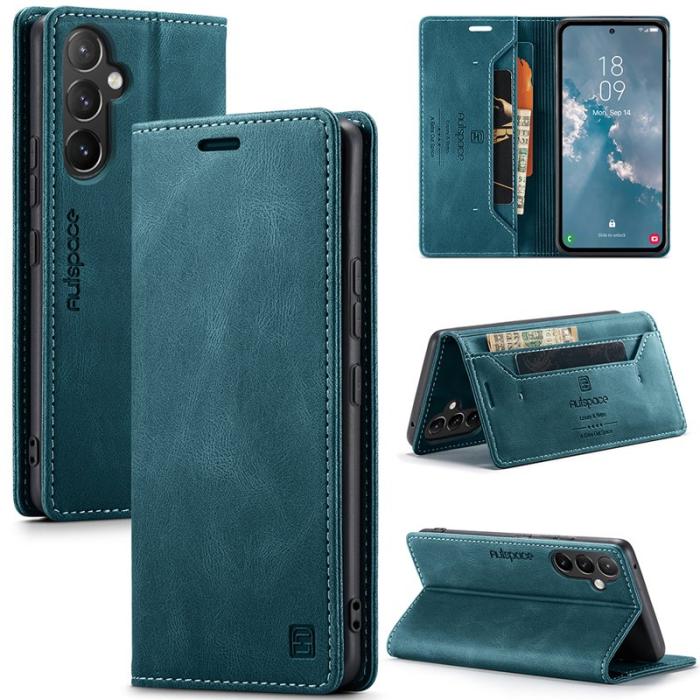 AUTSPACE - AUTSPACE A01 för Samsung Galaxy A54 5G Fodral Äkta läder - Blå