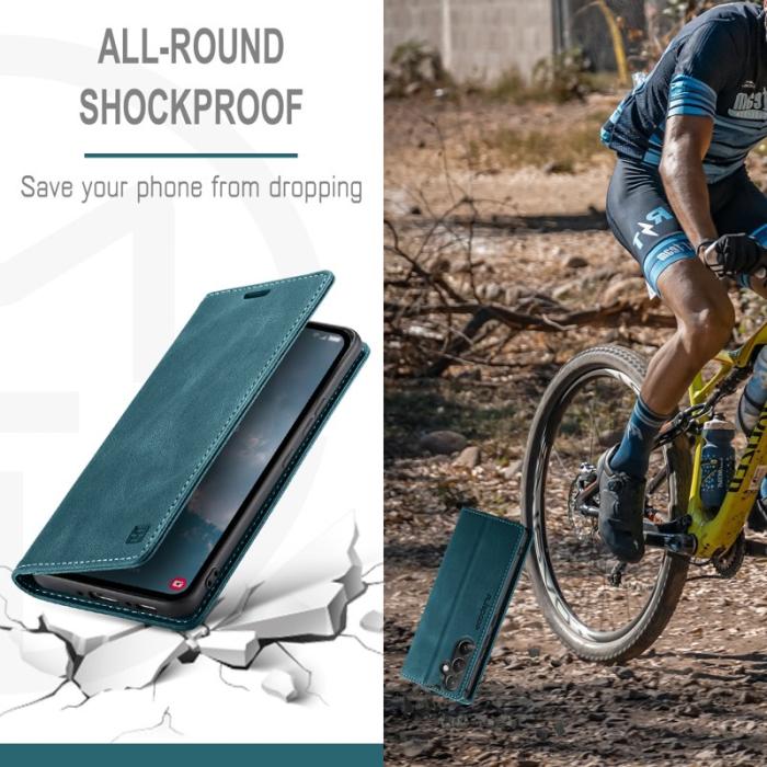 AUTSPACE - AUTSPACE A01 för Samsung Galaxy A54 5G Fodral Äkta läder - Blå