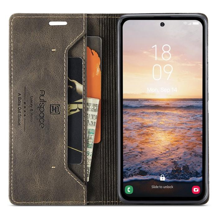 AUTSPACE - AUTSPACE A01 för Samsung Galaxy A54 5G Fodral Äkta läder - Kaffe