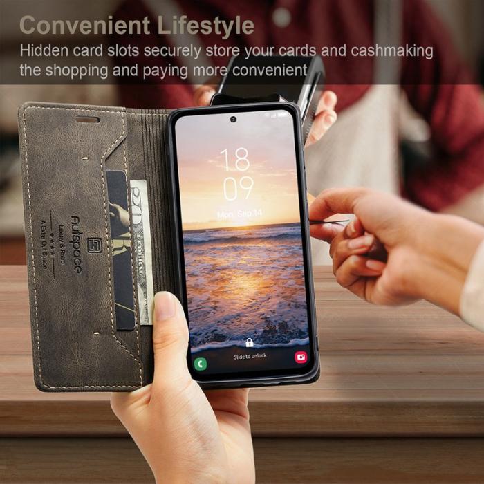 AUTSPACE - AUTSPACE A01 för Samsung Galaxy A54 5G Fodral Äkta läder - Kaffe
