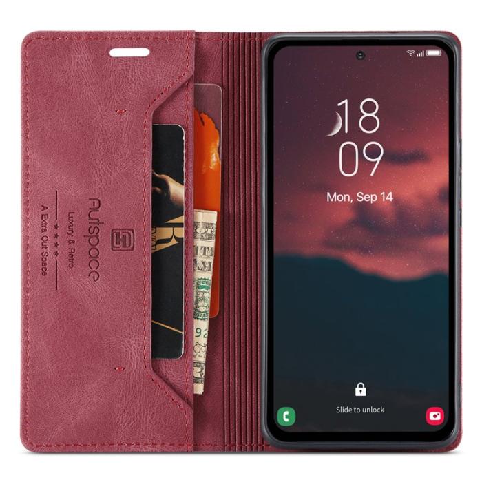 AUTSPACE - AUTSPACE A01 för Samsung Galaxy A54 5G Fodral Äkta läder - Röd