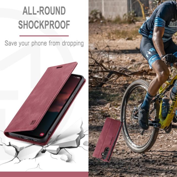 AUTSPACE - AUTSPACE A01 för Samsung Galaxy A54 5G Fodral Äkta läder - Röd