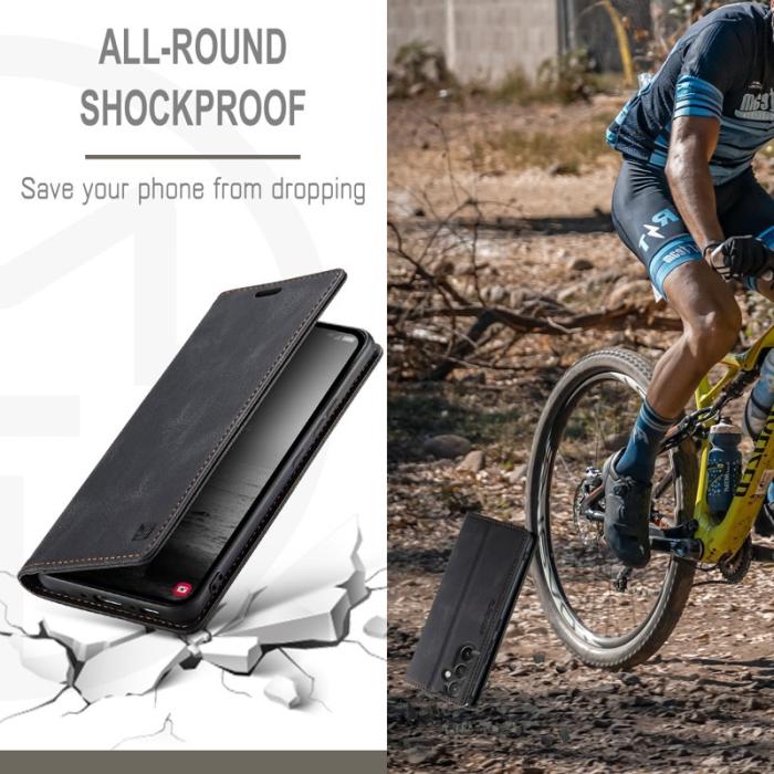 AUTSPACE - AUTSPACE A01 för Samsung Galaxy A54 5G Fodral Äkta läder - Svart