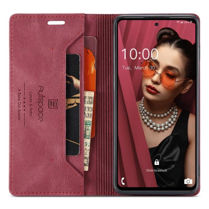 AUTSPACE - AUTSPACE A01 för Samsung Galaxy A72 Fodral PU Läder - Röd