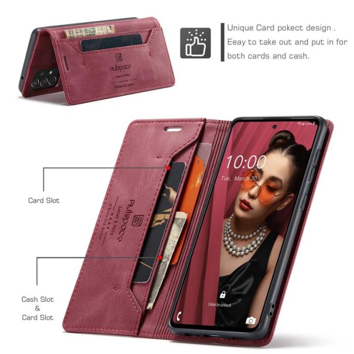 AUTSPACE - AUTSPACE A01 för Samsung Galaxy A72 Fodral PU Läder - Röd