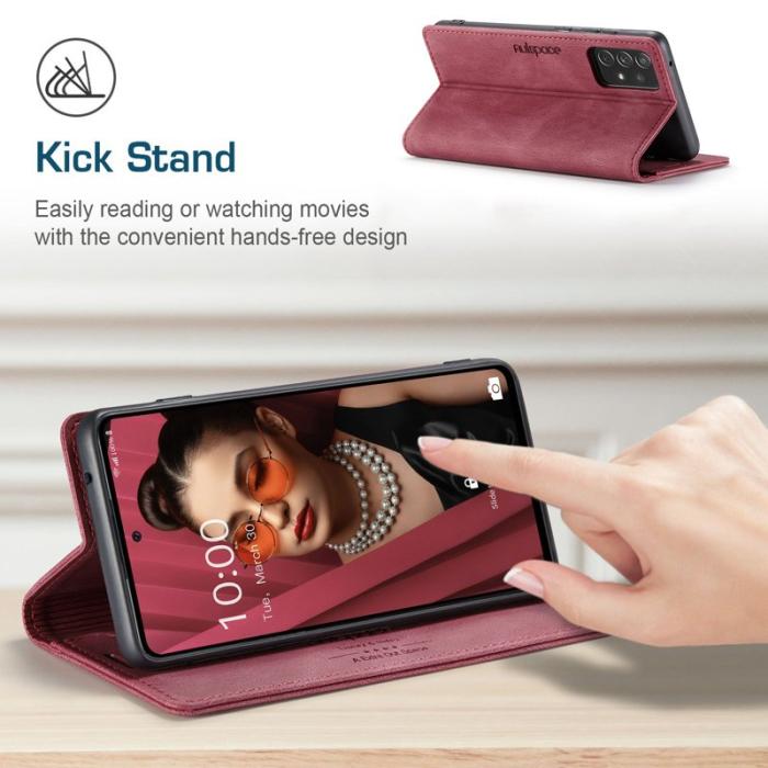 AUTSPACE - AUTSPACE A01 för Samsung Galaxy A72 Fodral PU Läder - Röd