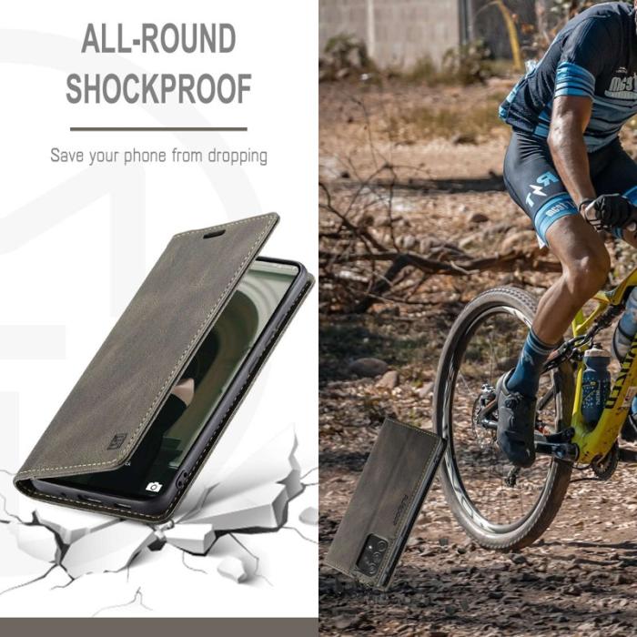 AUTSPACE - AUTSPACE A01 för Samsung Galaxy A73 5G Fodral PU Läder - Kaffe