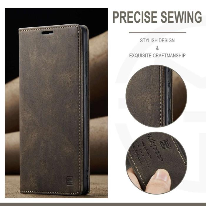 AUTSPACE - AUTSPACE A01 för Samsung Galaxy A73 5G Fodral PU Läder - Kaffe