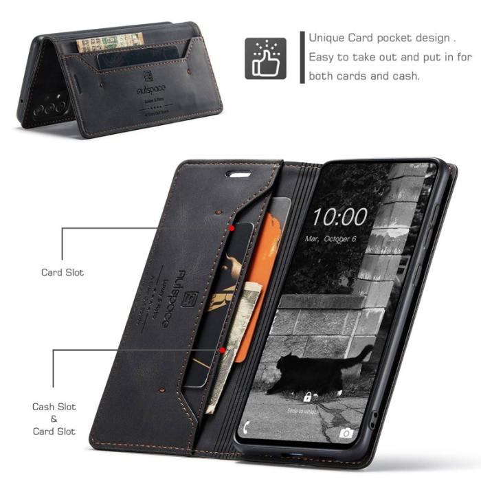 AUTSPACE - AUTSPACE A01 för Samsung Galaxy A73 5G Fodral PU Läder - Svart