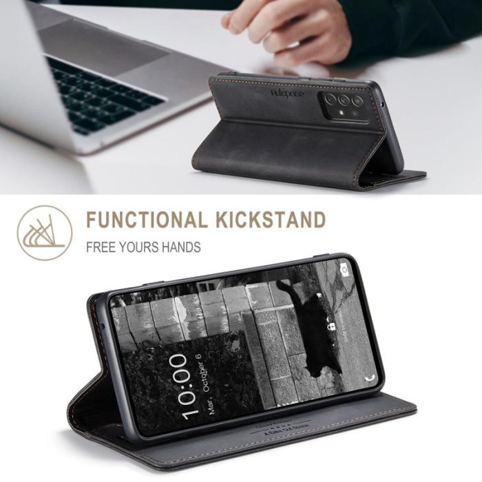 AUTSPACE - AUTSPACE A01 för Samsung Galaxy A73 5G Fodral PU Läder - Svart